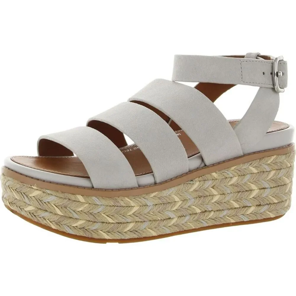 Women's Light Gray Espadrille Platform Sandals